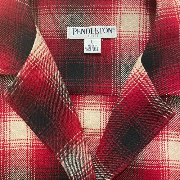 Vintage Pendleton P Large Wool Shirt Jacket | Red Black Plaid Virgin Wool NWOT - Picture 2 of 8